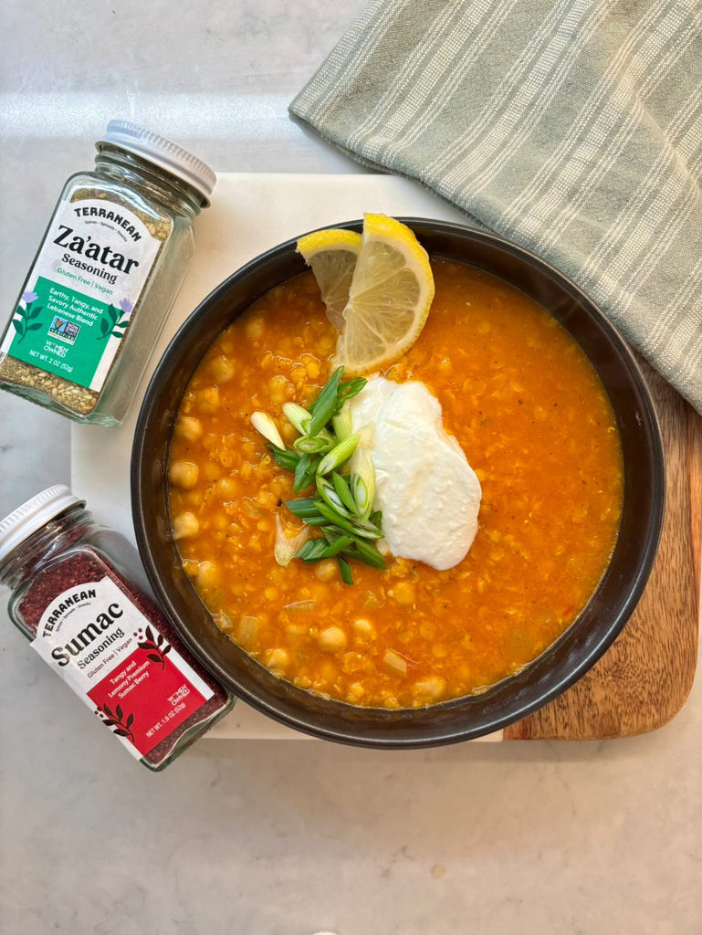 Lentil & Chickpea Soup with Za'atar and Sumac