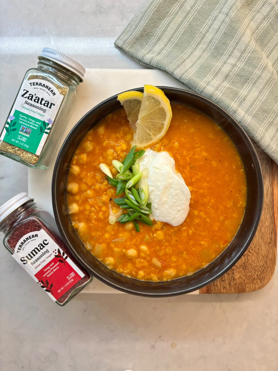 Lentil & Chickpea Soup with Za'atar and Sumac – Terranean Spices