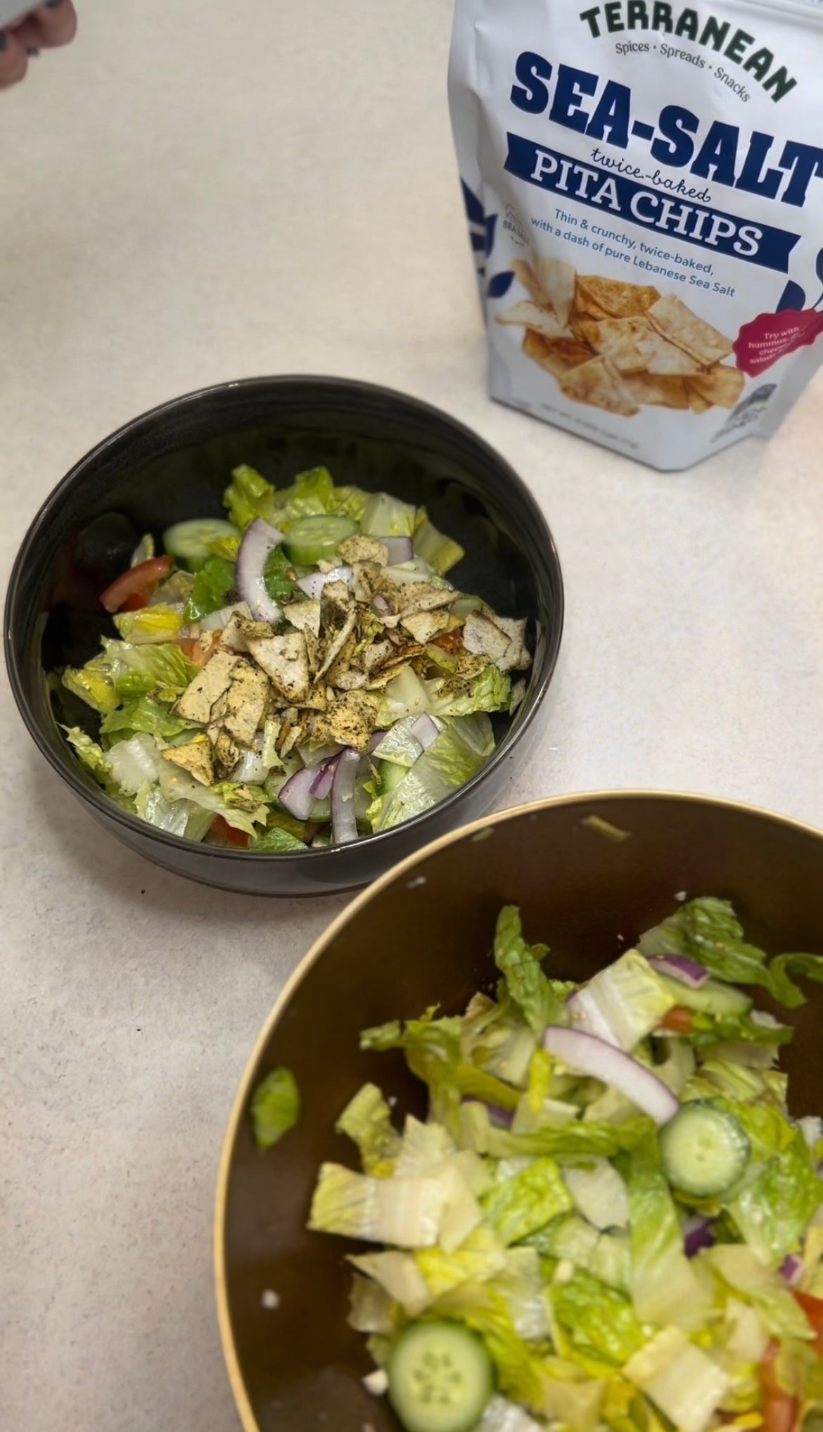 Bowl of Salad with Terranean Pita Chips
