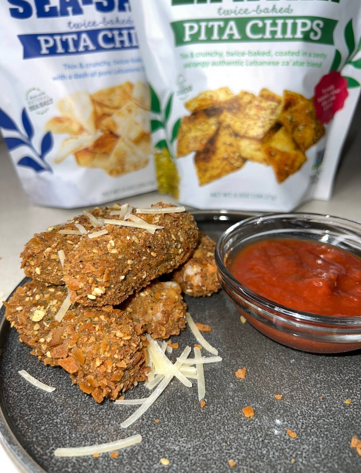 Terranean Pita Chip Crusted Mozzarella Sticks