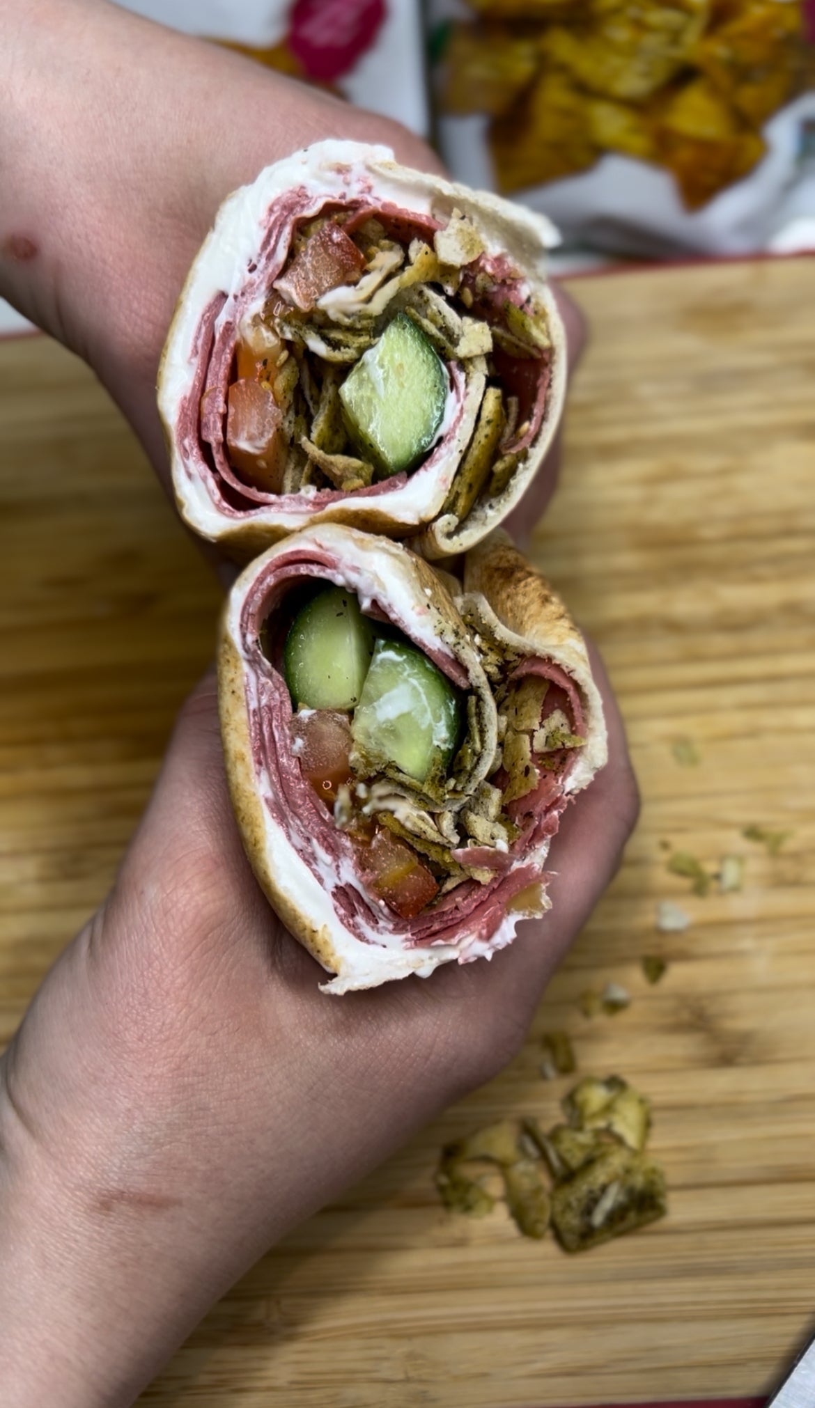 Mortadella Sandwich with Labneh and Terranean Pita Chips