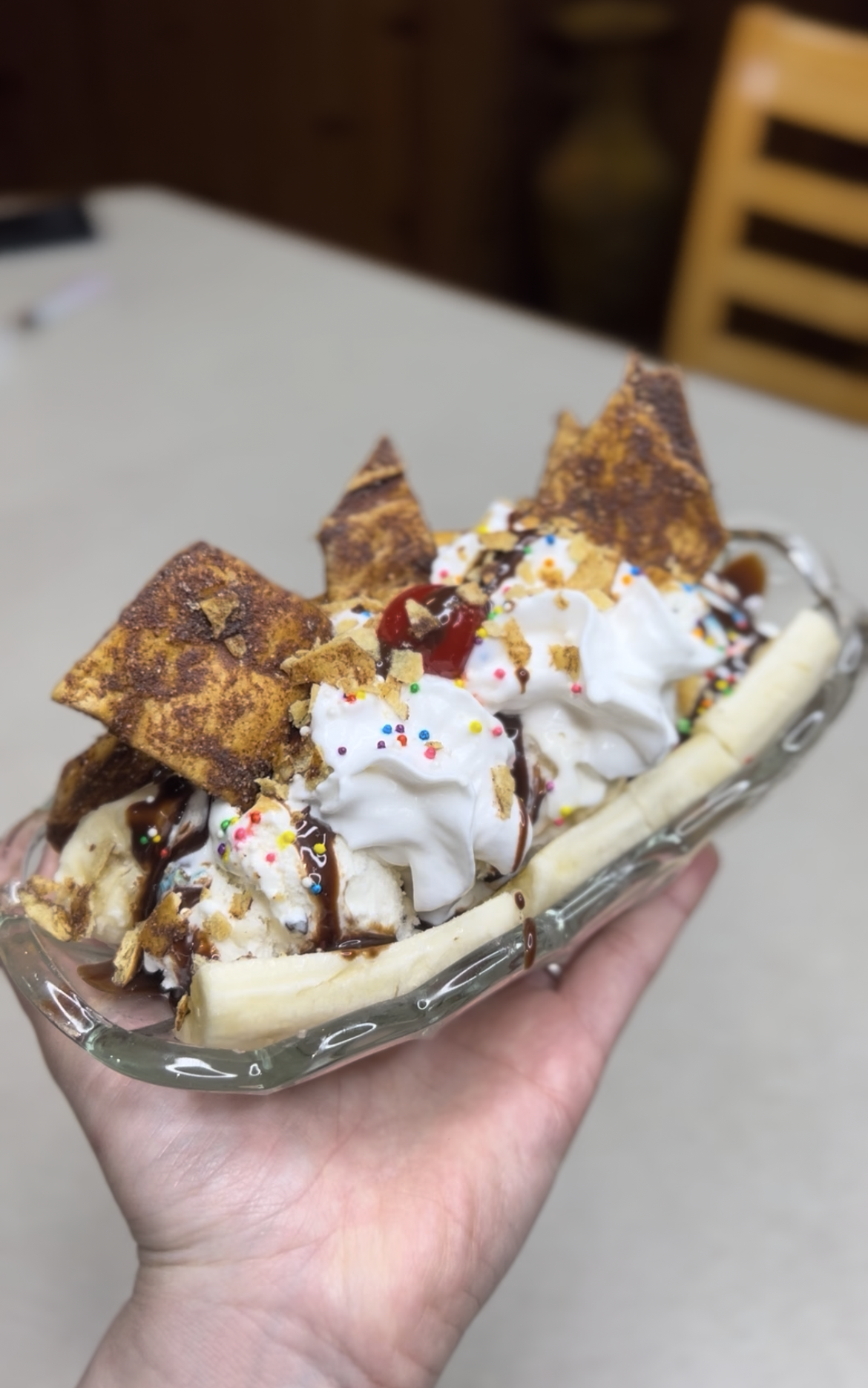 Ice Cream Sundae with Cinnamon Pita Chips